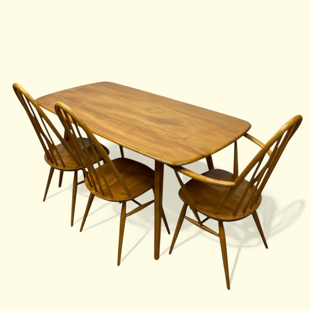 Ercol Blonde Plank Dining Table Model 382 1960s