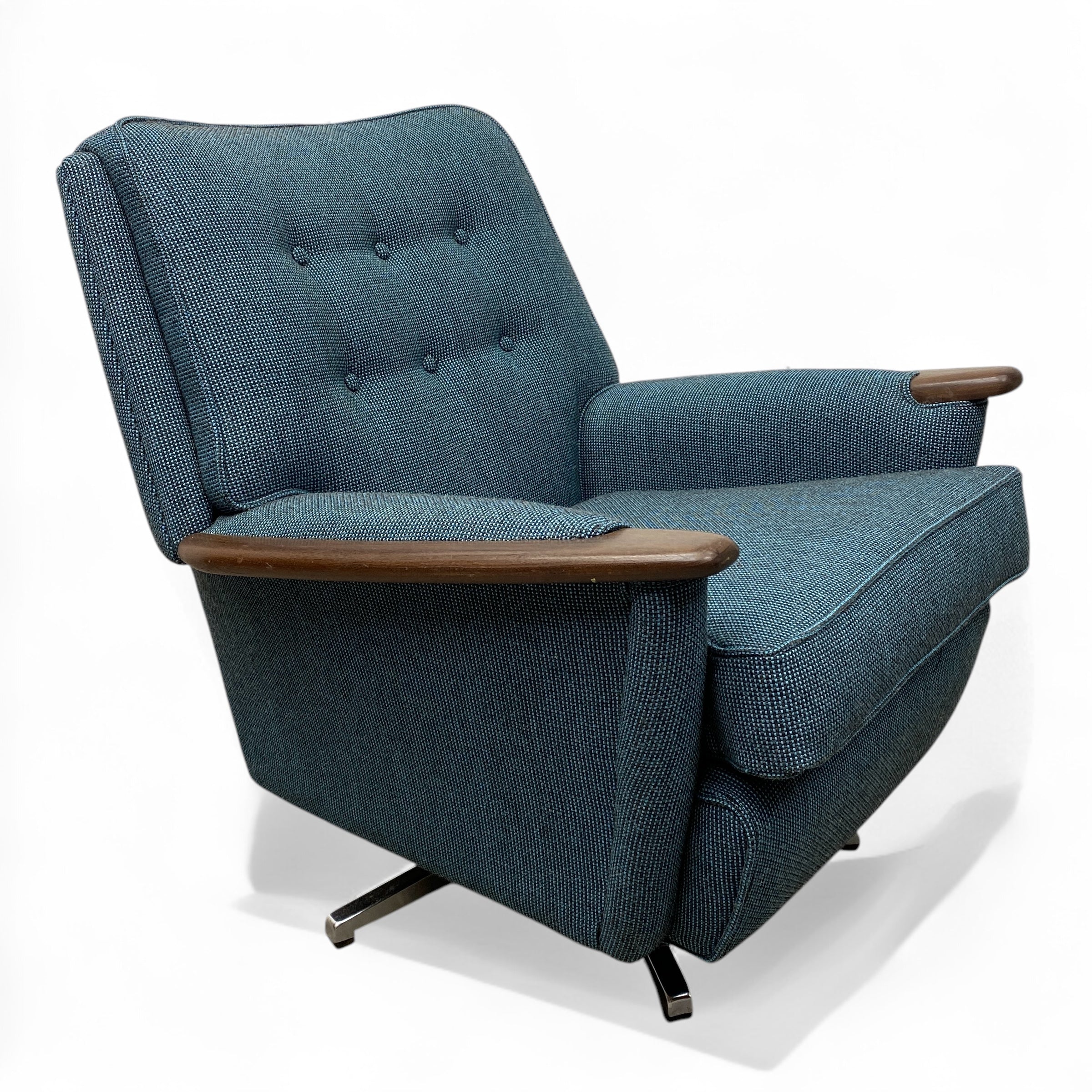 Blue 1950s Swivel Lounge Chair 