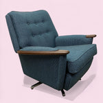 Load image into Gallery viewer, 1950s Swivel Lounge Chair Rocker Camira Blue Flax
