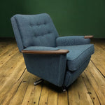 Load image into Gallery viewer, Room Set 1950s Swivel Lounge Chair Rocker Camira Blue Flax
