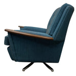 Load image into Gallery viewer, Swivel Base 1950s Swivel Lounge Chair Rocker Camira Blue Flax
