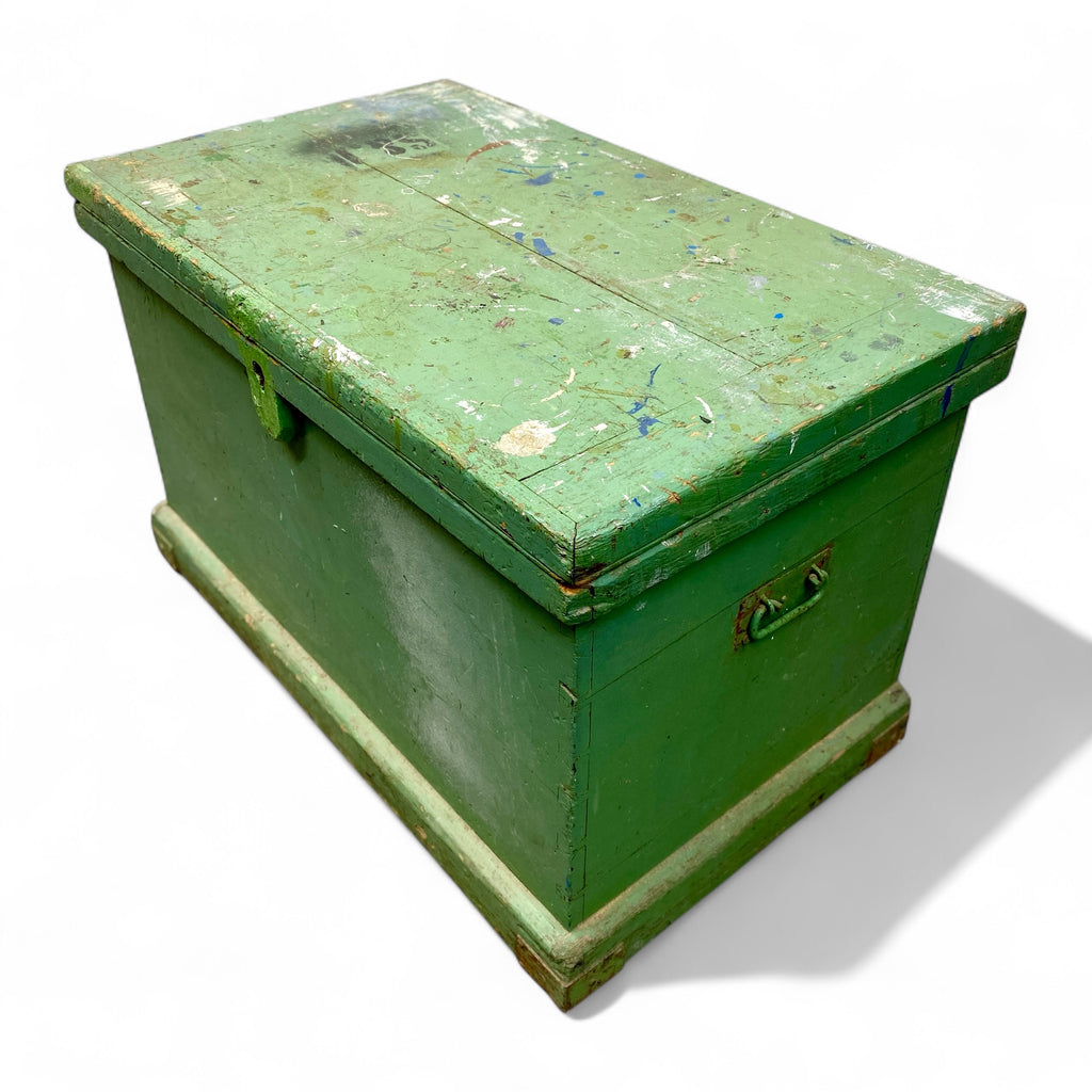 Vintage Trunk Playchest Blanket Box Green