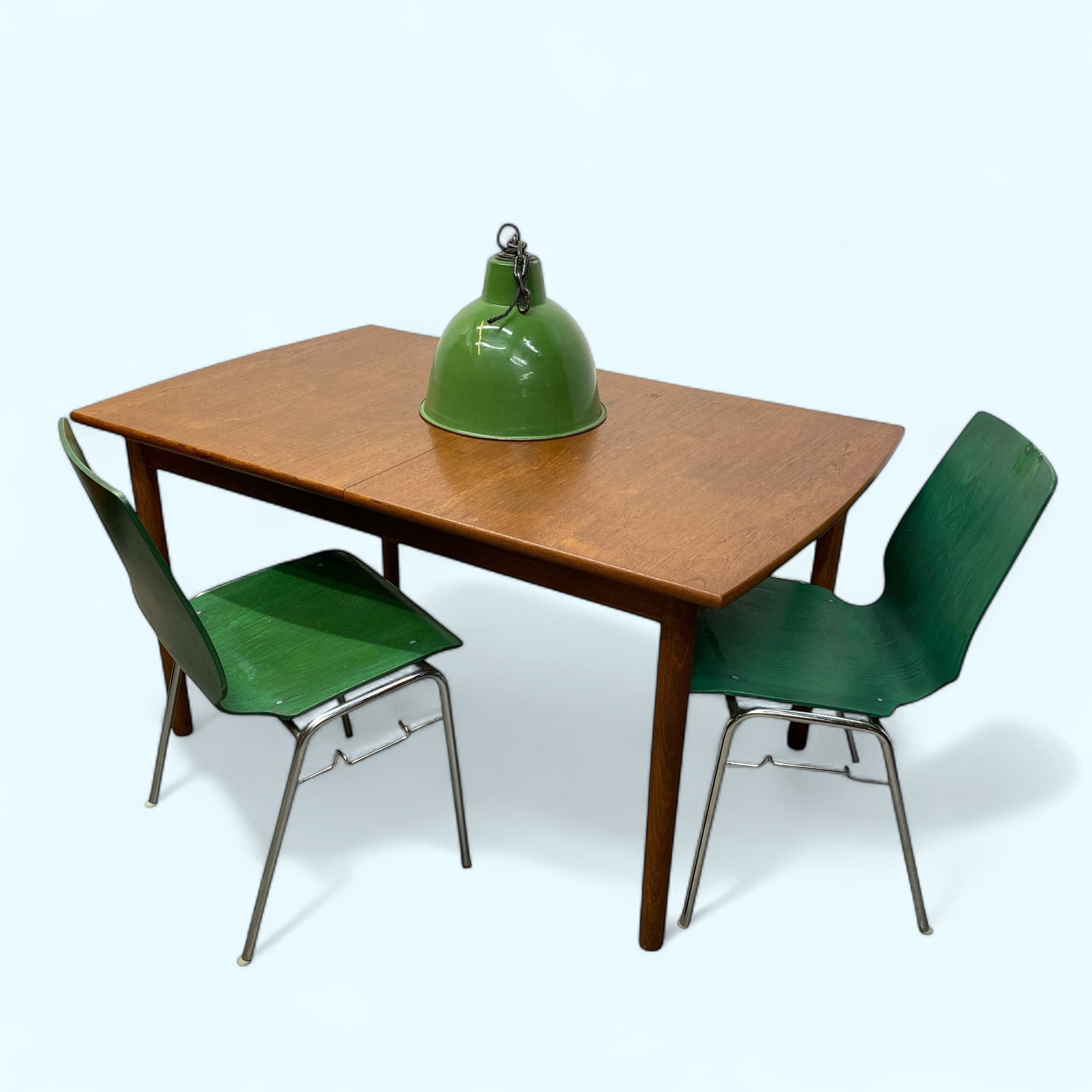 Blue Background Vanson Dining Table 70s Teak Extendable