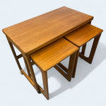 Load image into Gallery viewer, blue background Nest Of Tables McIntosh Tri-Form Metamorphic Midcentury
