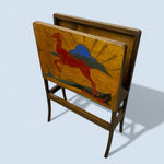 Load image into Gallery viewer, Higher profile of wooden magazine rack with painted ram
