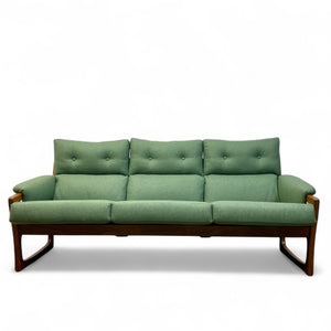 Midcentury Sofa Green Three Seater Danish Fully Refurbished