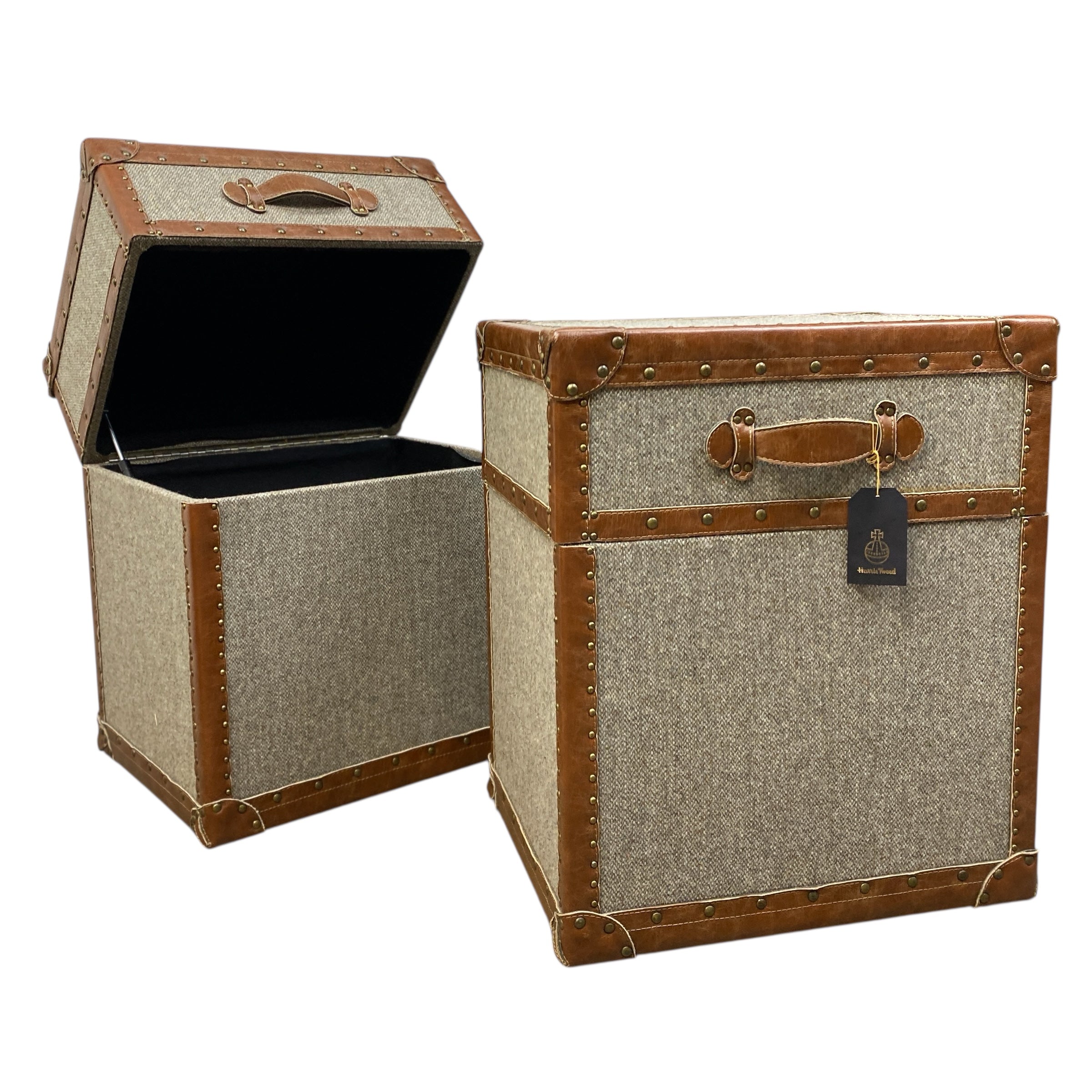 Vintage Trunk Harris Tweed Brown Leather