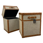 Load image into Gallery viewer, Vintage Trunk Harris Tweed Brown Leather
