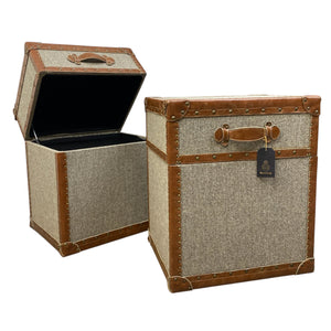 Vintage Trunk Harris Tweed Brown Leather