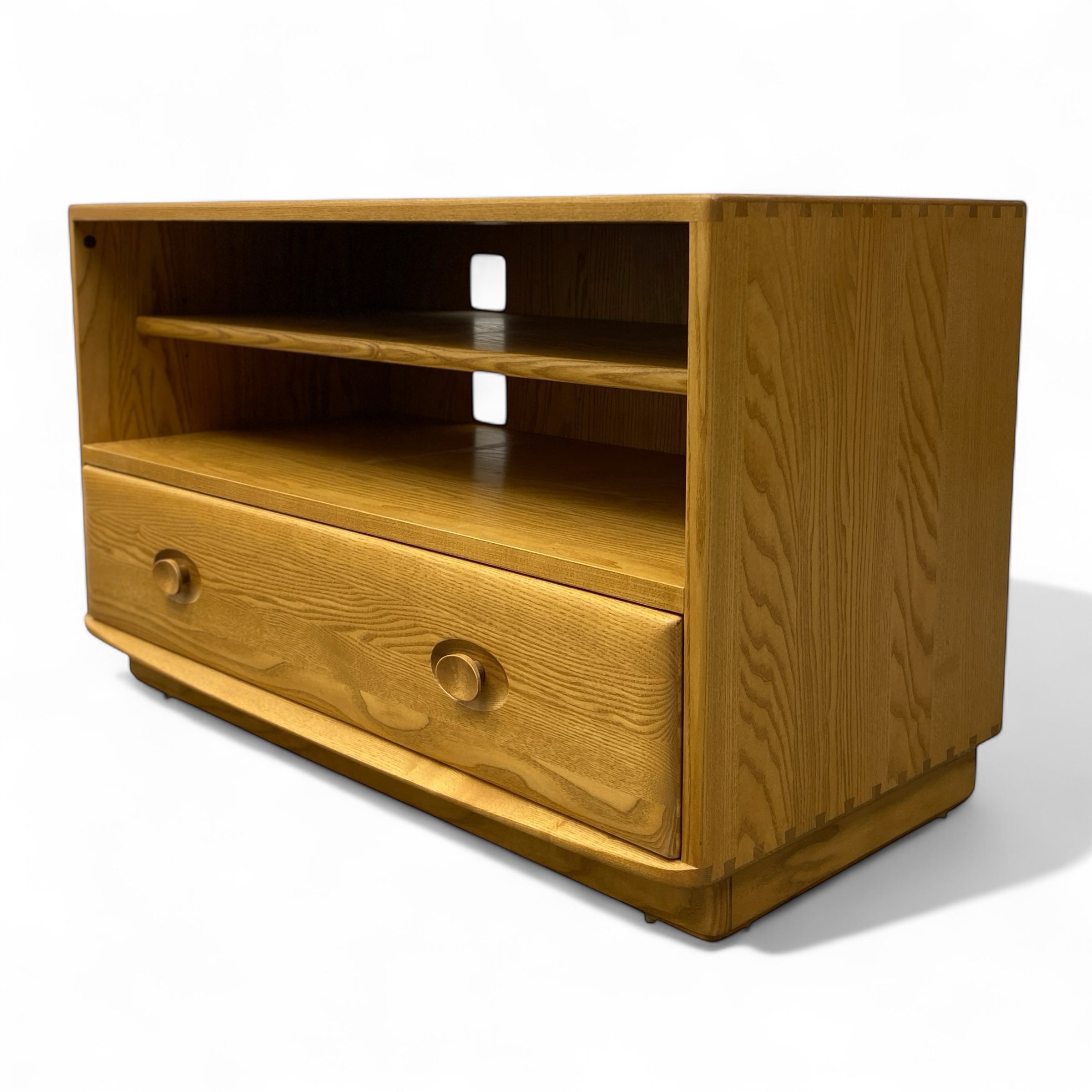 Wooden cabinet with a drawer on a white background
