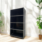 Load image into Gallery viewer, Black shelving unit with plants in a bright room
