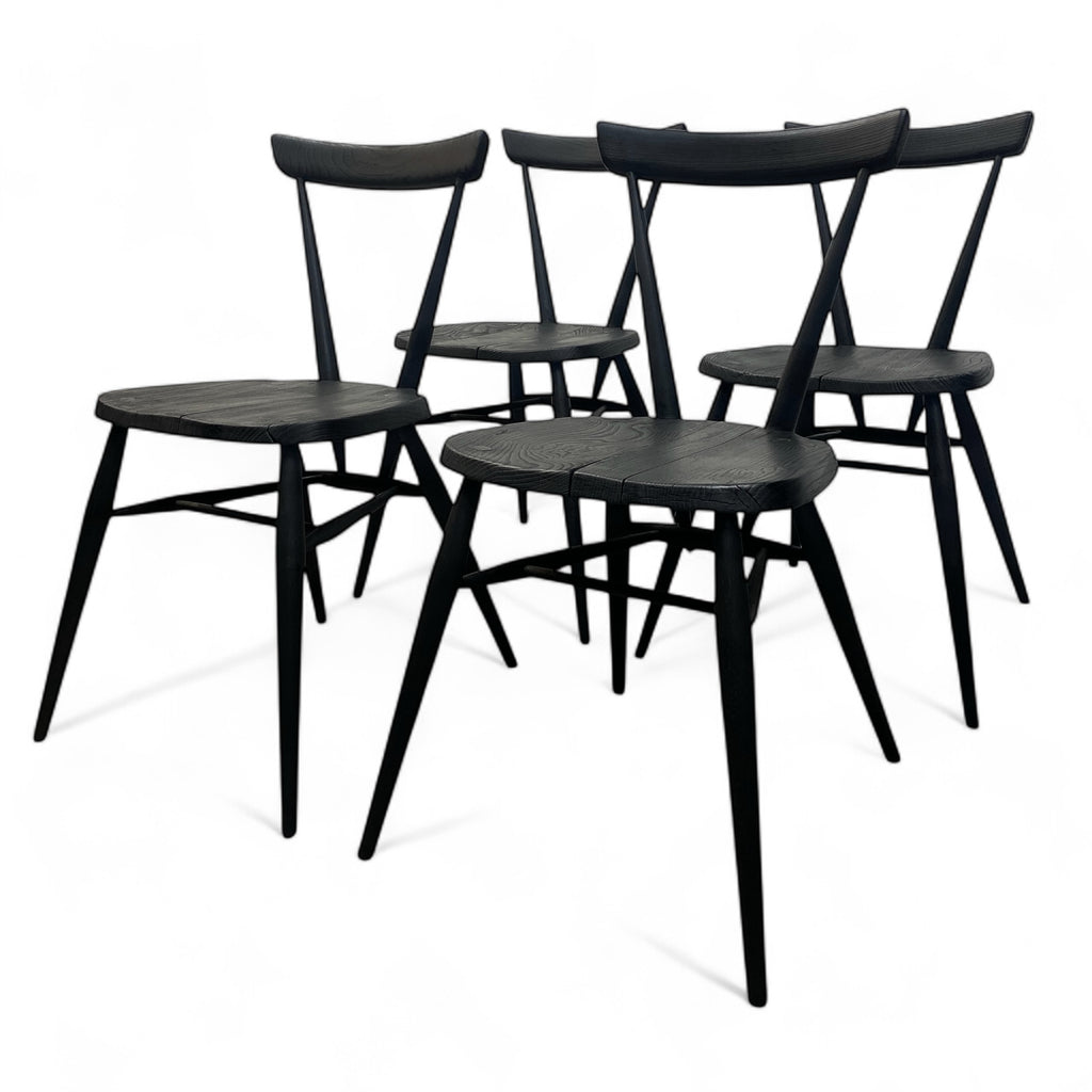 Set of black chairs on a white background