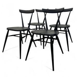 Set of black chairs on a white background