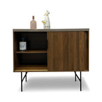 Load image into Gallery viewer, Wooden sideboard with a shelf and a door on a white background
