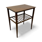 Load image into Gallery viewer, Wooden side table with a shelf on a white background
