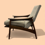 Load image into Gallery viewer, lounge chair side with wooden arms &amp; upholstered seat &amp; backrest
