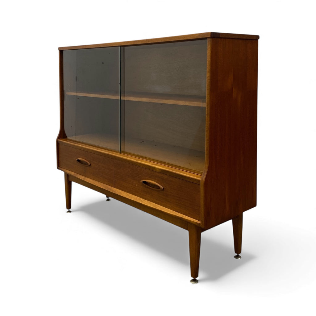 teak and glass fronted bookcase