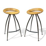 Load image into Gallery viewer, Two wooden stools with black metal legs on a white background
