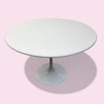 Load image into Gallery viewer, Round white table on a pink background
