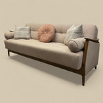 Load image into Gallery viewer, Pink Sofa with cushions wooden frame 
