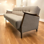 Load image into Gallery viewer, Checked Wool Sofa Hardwood Arms legs
