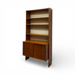 Load image into Gallery viewer, Wooden bookshelf with a cabinet on a white background
