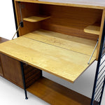 Load image into Gallery viewer, Wooden desk with a pull-out panel on a white background
