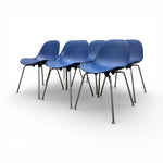 Load image into Gallery viewer, Set of blue chairs with metal legs on a white background
