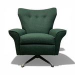 Load image into Gallery viewer, Green armchair with a swivel base on a white background
