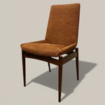 Load image into Gallery viewer, DINING CHAIR WITH BROWN LEGS AND TERRACOTTA UPHOLSTERY
