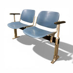 Load image into Gallery viewer, Pair of blue seats with STEEL Frames on a white background
