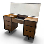 Load image into Gallery viewer, Wooden dressing table with a mirror on a white background
