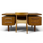 Load image into Gallery viewer, Wooden desk with drawers on a white background
