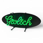 Load image into Gallery viewer, Neon sign with 'Grolsch' logo on a black background
