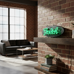 Load image into Gallery viewer, Neon sign on a brick wall in a modern living room

