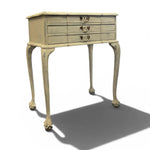 Load image into Gallery viewer, Vintage-style side table with three drawers on a white background
