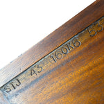 Load image into Gallery viewer, Close-up of a polished wooden surface with engraved numbers and letters 'STJ 43 160K6 53' along a dark wear strip, set against a plain white background.
