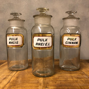 3 Vintage Apothecary bottles.