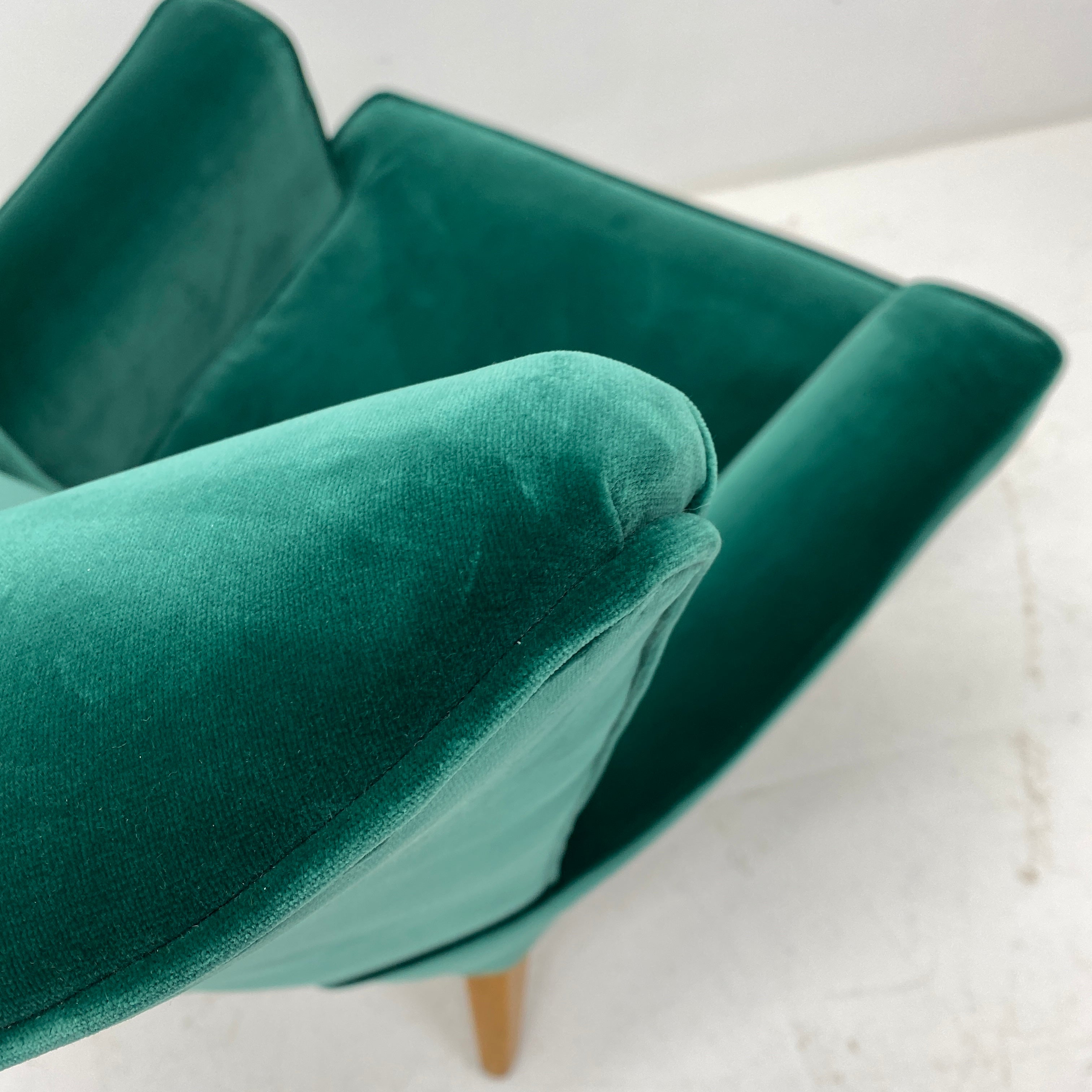 Emerald Green velvet G Plan Wingback Chair
