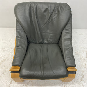 Lerather Grey Ake Fribytter Lounge Chair