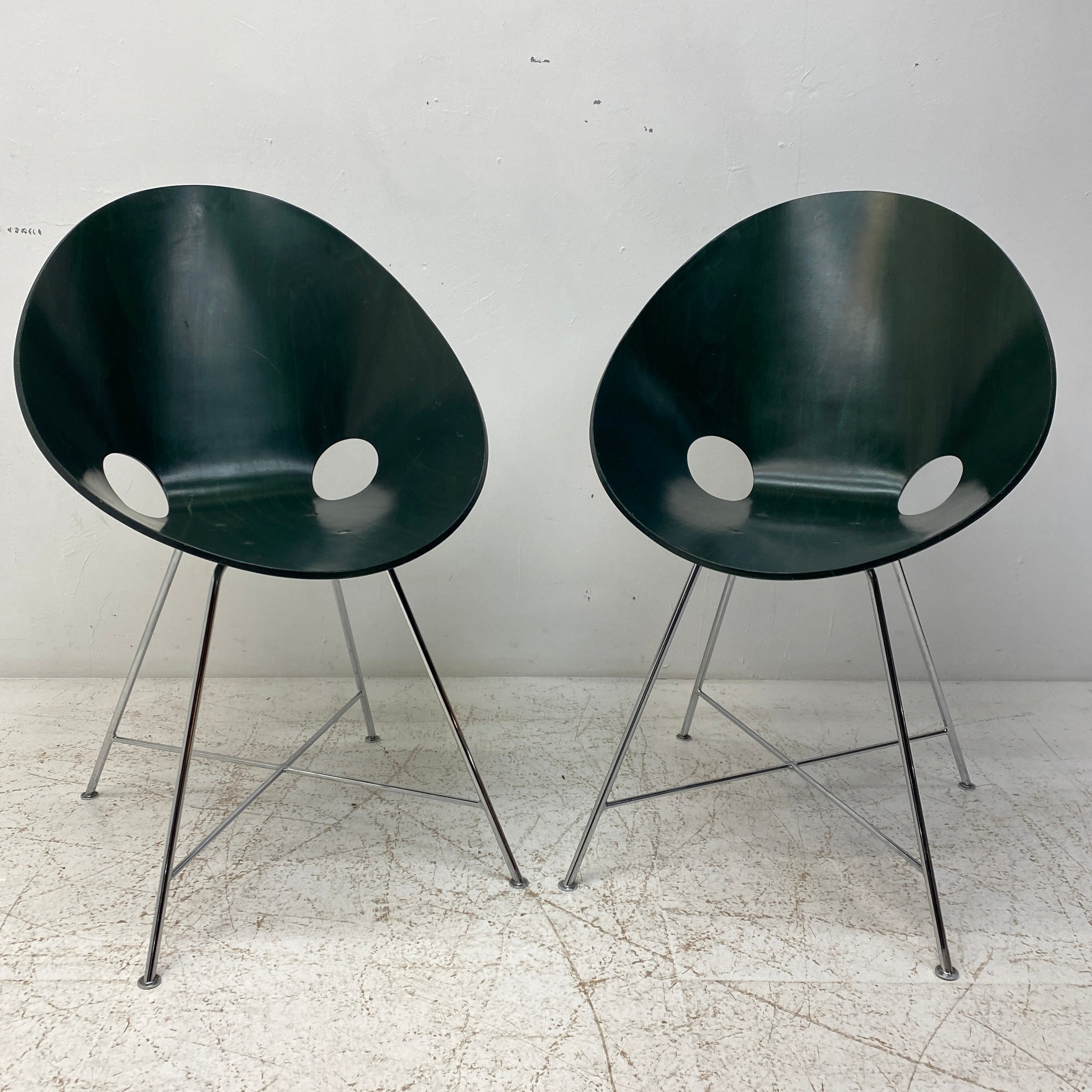 Two Green Shell Dining Chairs Eddie Harlis