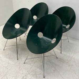 Four Green Shell Dining Chairs Eddie Harlis