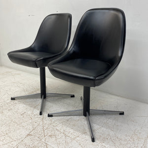 Pair Of Black Vinyl Swivel Chairs