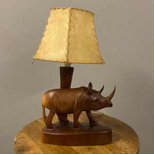 teak Rhino Lamp