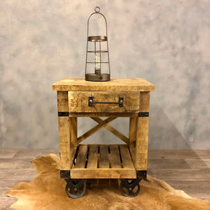 Industrial style trolley bedside table