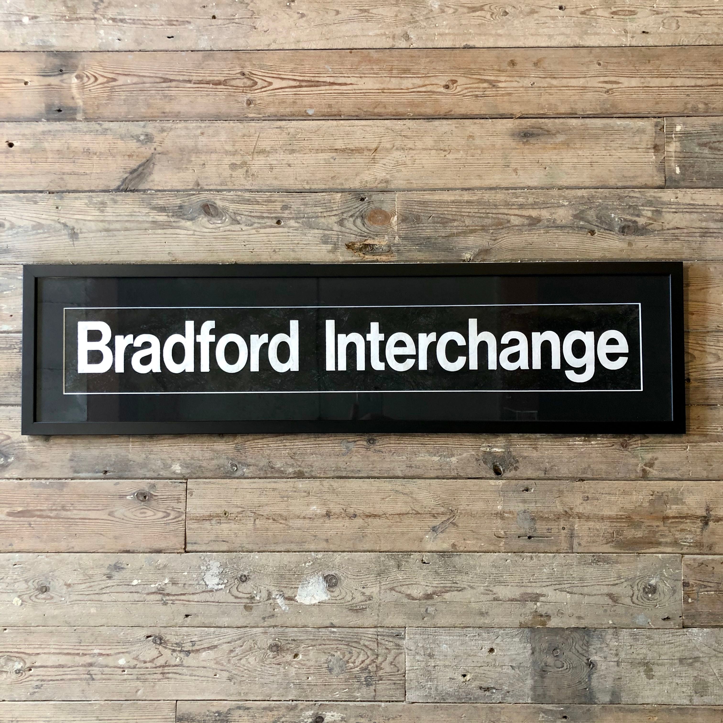 Vintage bus blind 'Bradford Interchange' Framed
