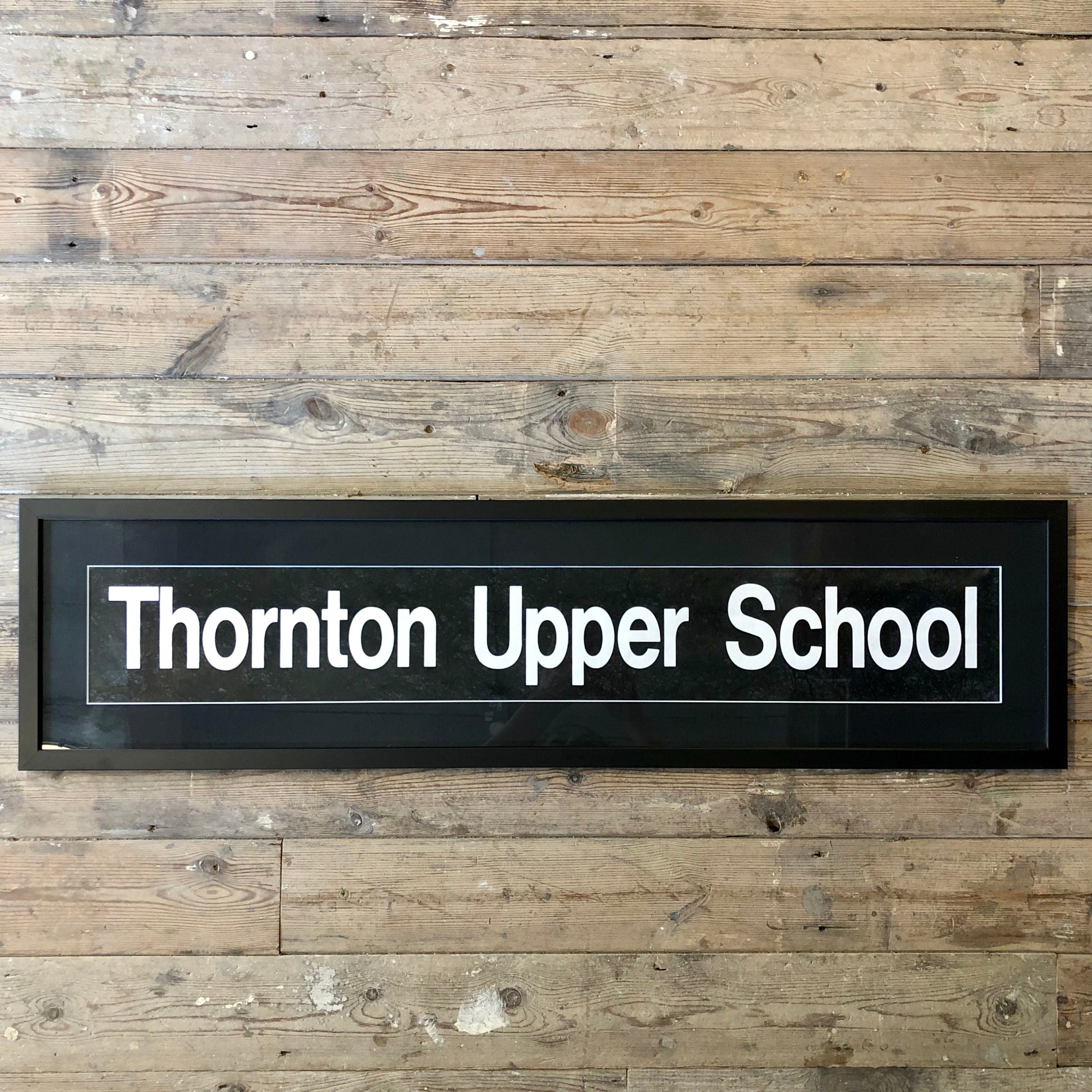 Vintage bus blind 'Thornton Upper School' Framed