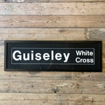 Load image into Gallery viewer, Vintage bus blinds &#39;Guiseley White Cross&#39; Framed
