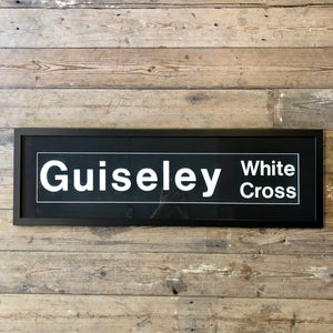 Vintage bus blinds 'Guiseley White Cross' Framed